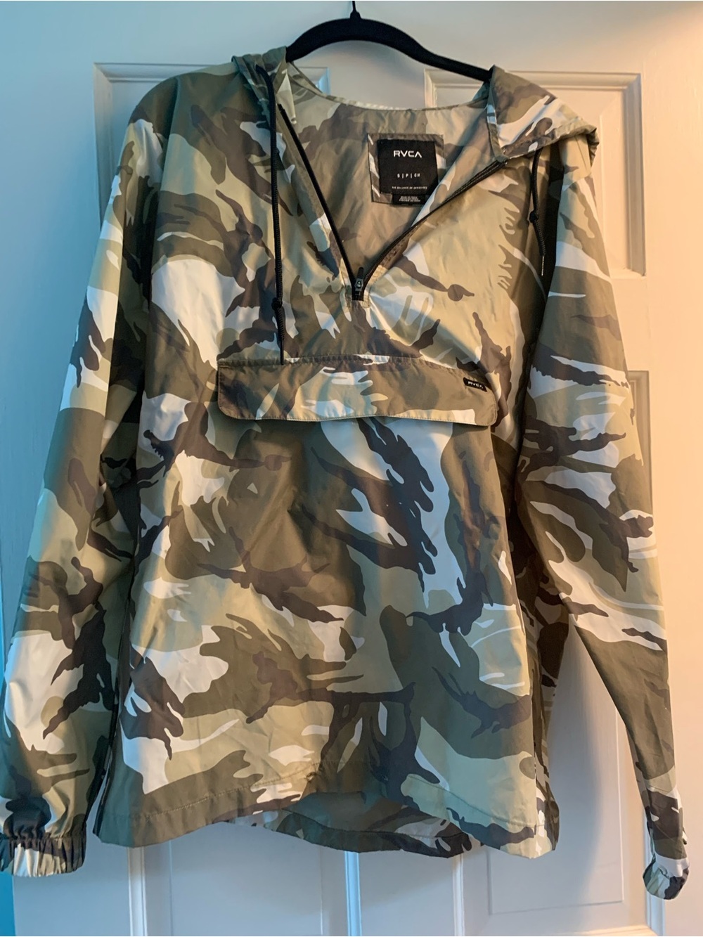 RVCA Camo Hooded Anorak Jacket - Green, White, Brown